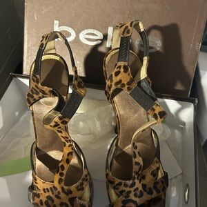 Bebe Animal Print Sandals with Black Straps